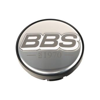 1 x BBS 2D Nabendeckel Ø56mm chrom, Logo grau/weiß (1970) - 58071058